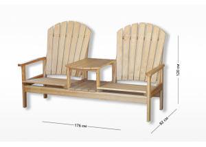 Шезлонг двойной "Паво" выбеленное дерево